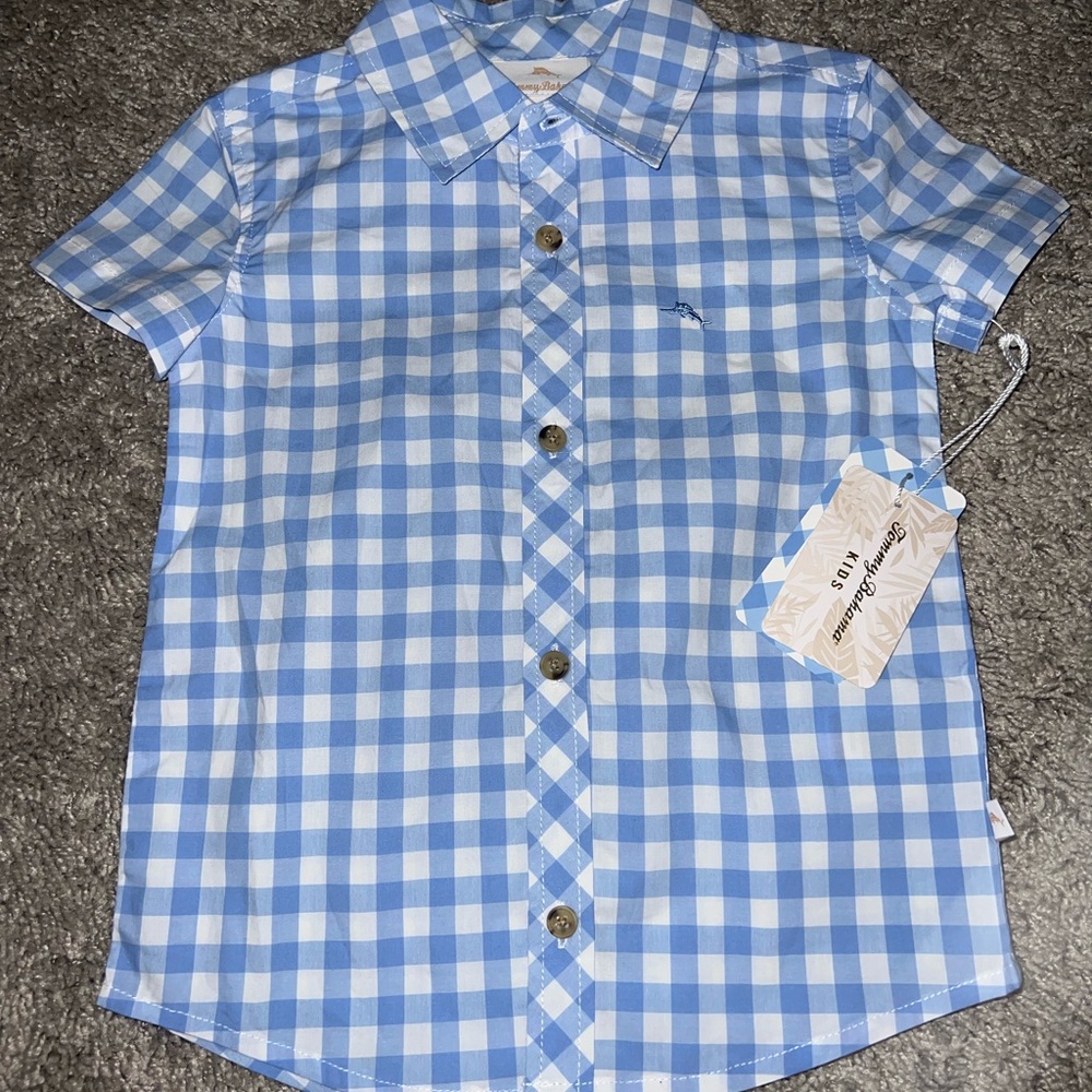 Tommy Bahama Blue and White Casual Button Down Shirt